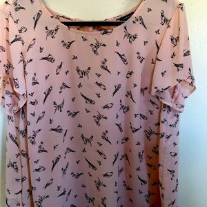 Torrid pink birds Blouse size 1